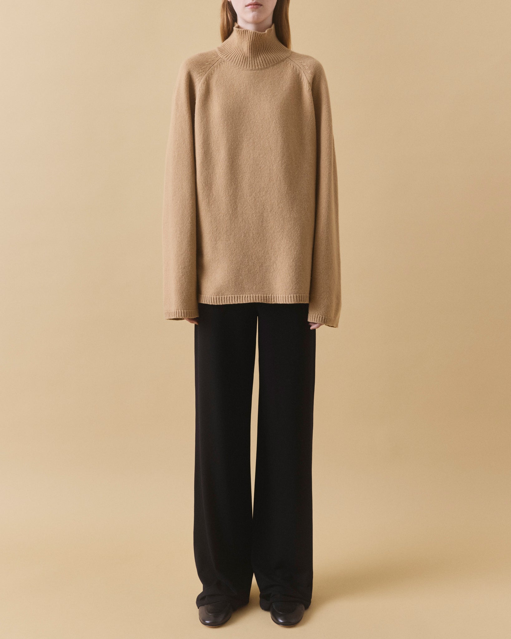 Raglan Sleeve Turtleneck, camel