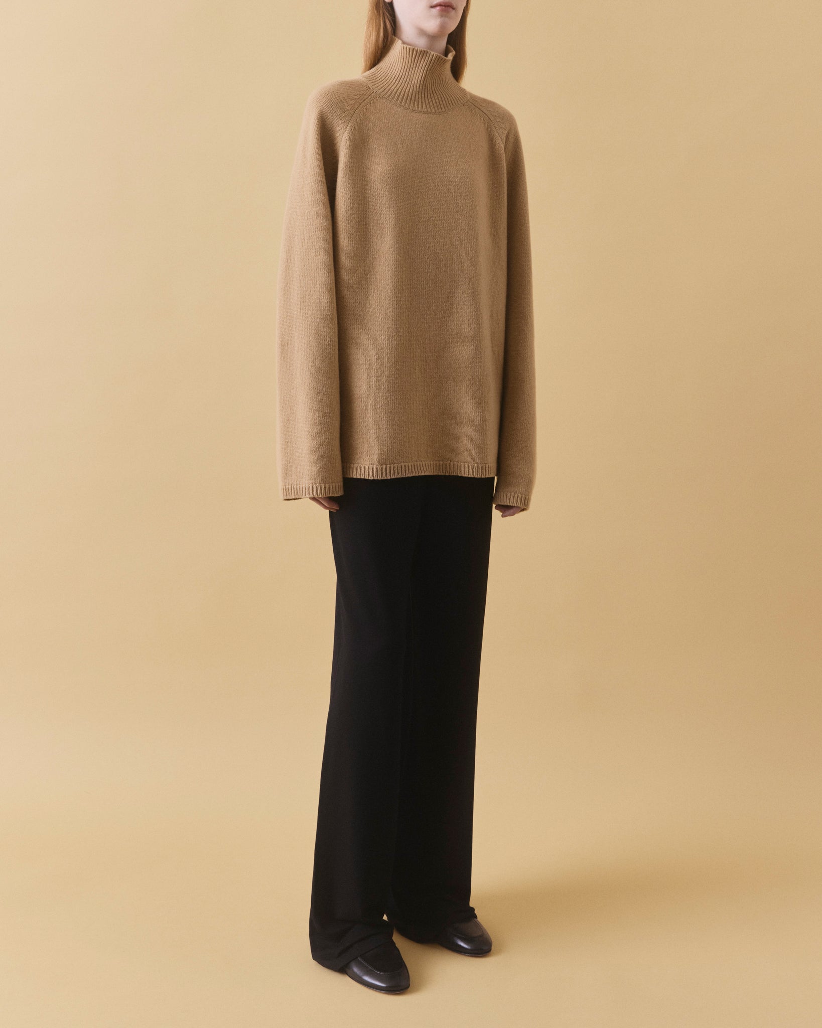 Raglan Sleeve Turtleneck, camel