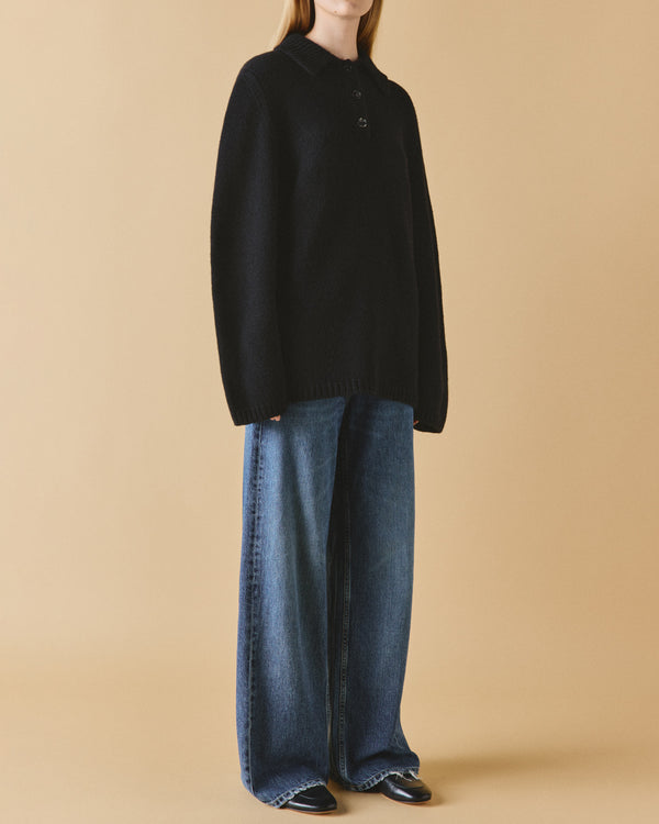 Two-Way Rugby Knit, black