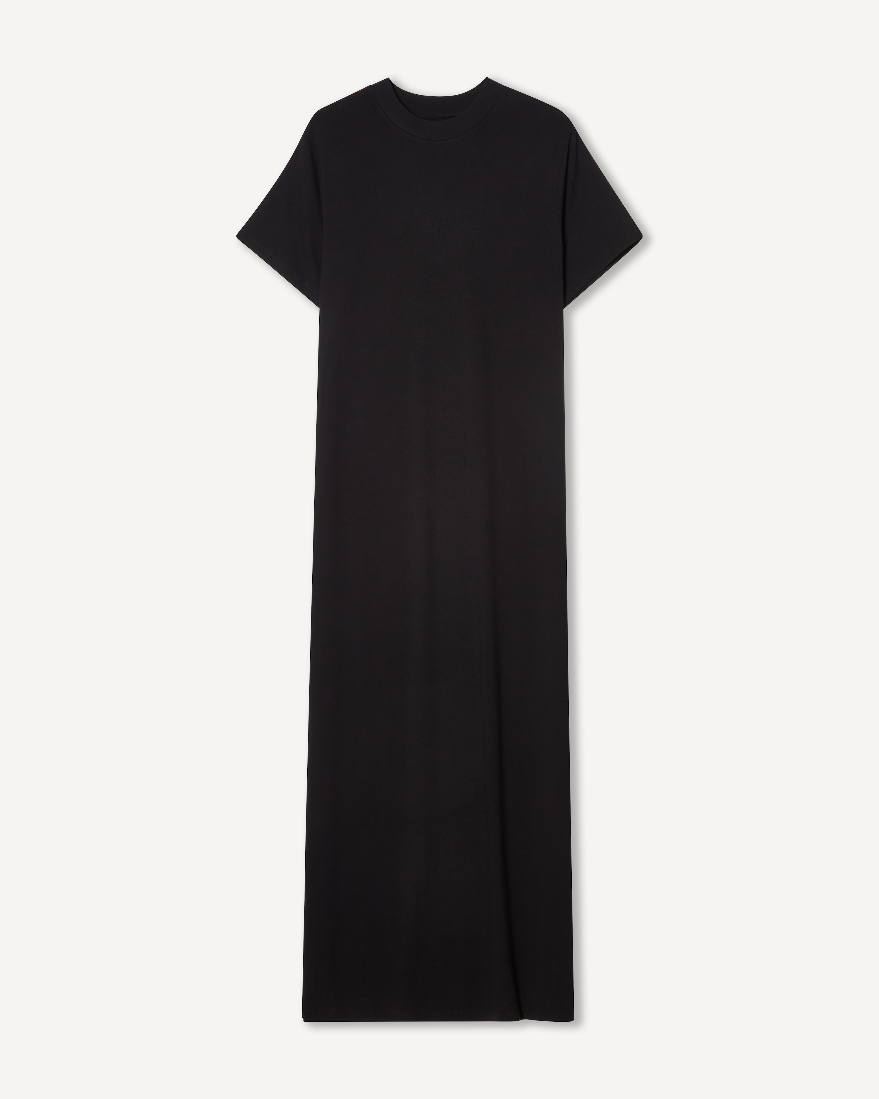 Black jersey viscose maxi dress with short sleeves – Dhoemi