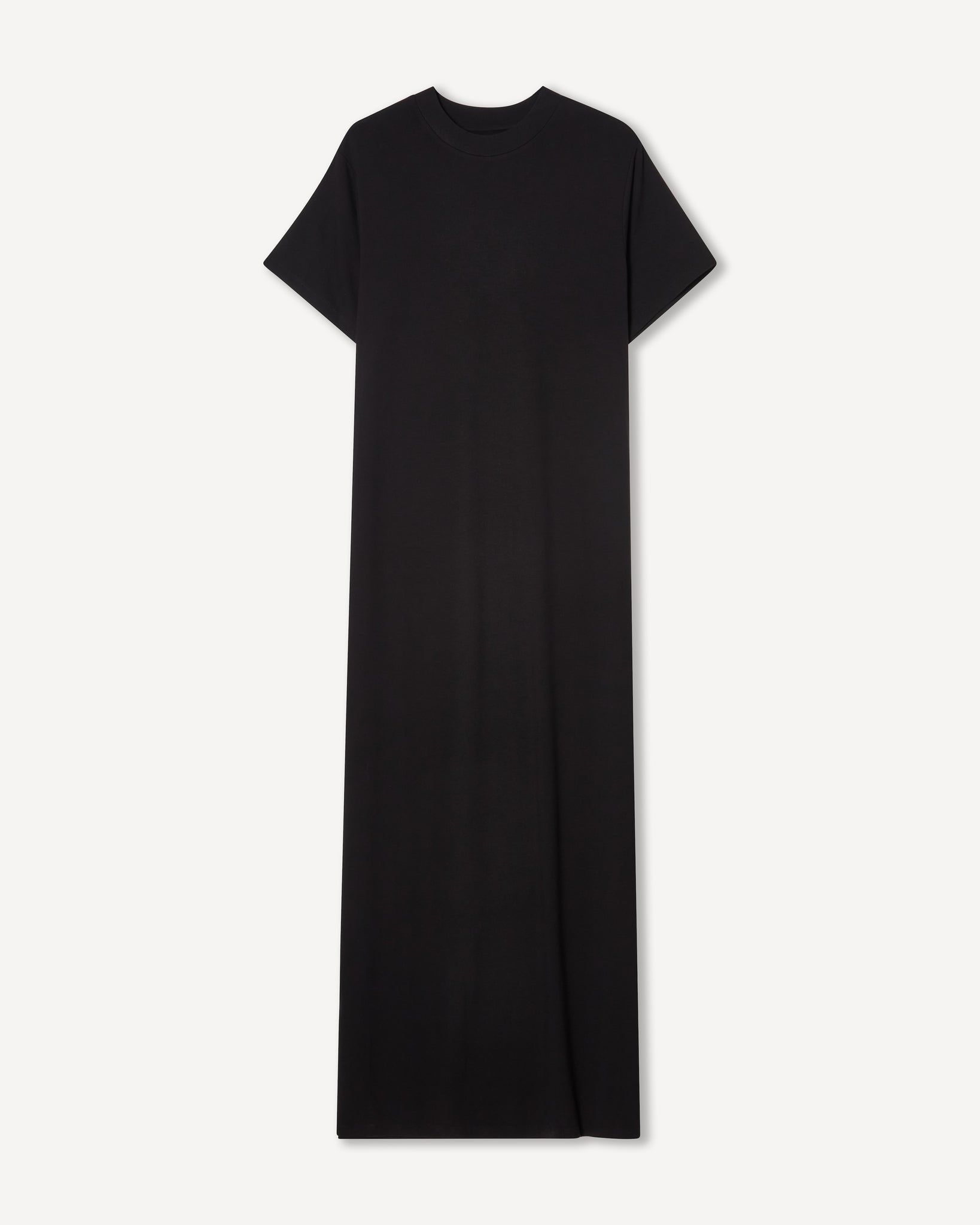 Black jersey viscose maxi dress with short sleeves – Dhoemi